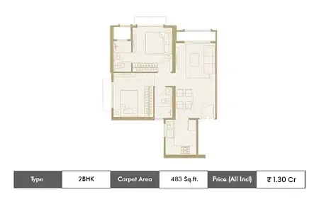 2 BHK-483 SqFt