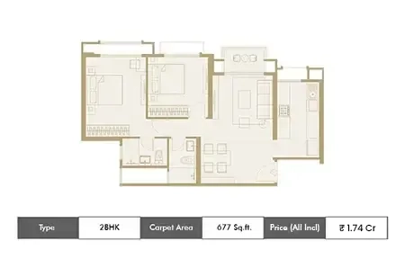 2 BHK-677 SqFt
