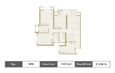 3 BHK-1090 SqFt