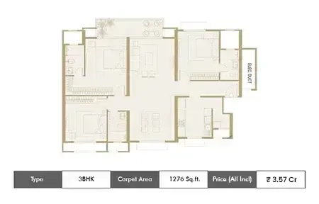3 BHK-1276 SqFt